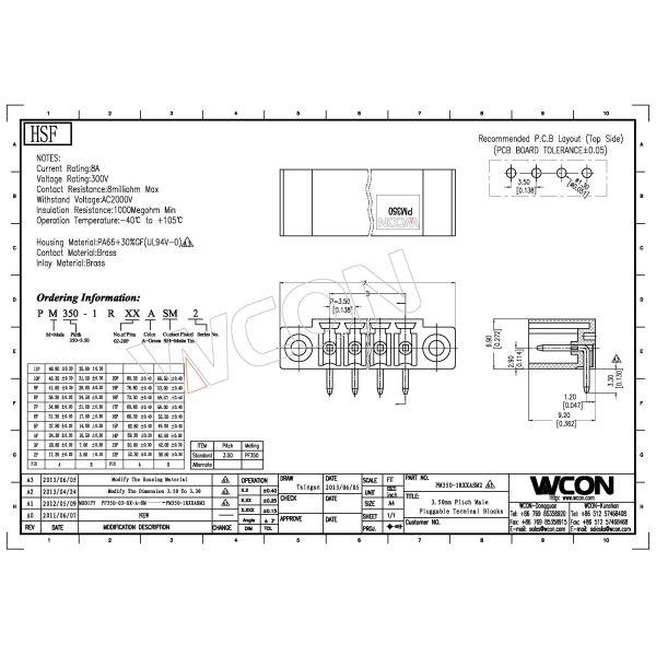 Ear Terminal Blocks Connector Male SN Plated 3.5mm R/A DIP PA66