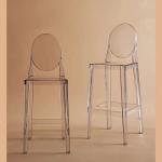 Clear Acrylic Stackable Bar Stools with Curved Backrest
