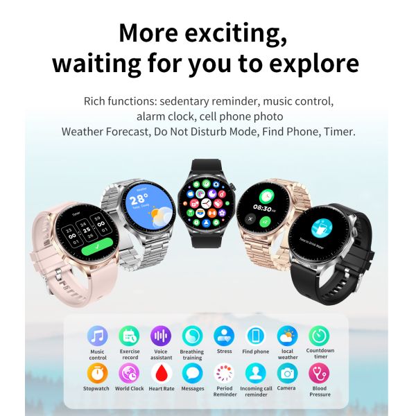 T98 TWS Build-in Earbuds 1.43'' 3 IN 1 Wireless Earphones Bluetooth Smart Watch