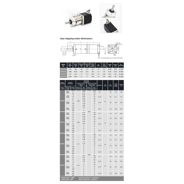 Nema 11 Planetary Geared Stepper Motors With Gearbox Reducer Load Range 1.2N.m-4.0N.m