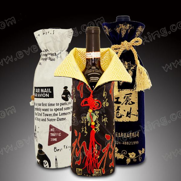 SGS Drawstring Cotton Cloth Wine Gift Bags For Liquor