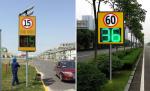 Road Warning Portable Radar Speed Sign with Solar Power Input AC 220V and LED