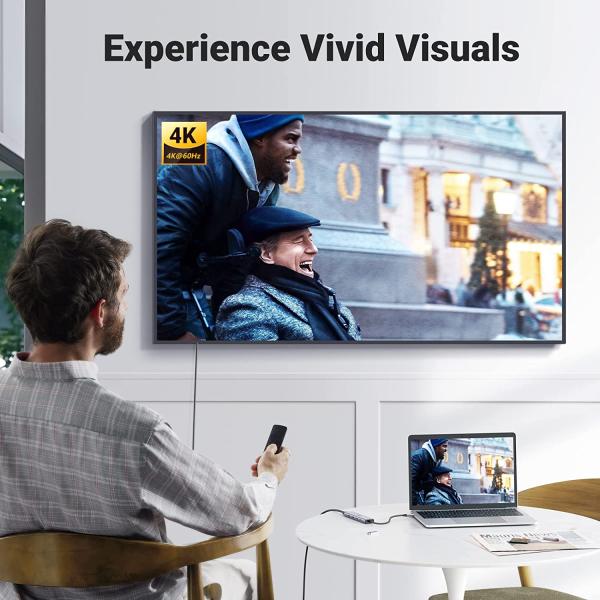 USB C Hub 5 in 1 USB C to HD-MI Splitter 3 USB A 3.0 Port and 5Gbps Type-C Data Port, 4KHDMI Port, PD 100W Charging