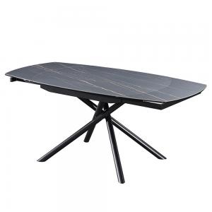 Quality Extendable Black Marble Side Table , Multiscene Modern Dining Room Table for sale