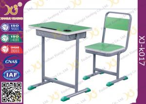 China Height Adjustable Wooden Top Student Table And Chair Set With Book Hook on sale