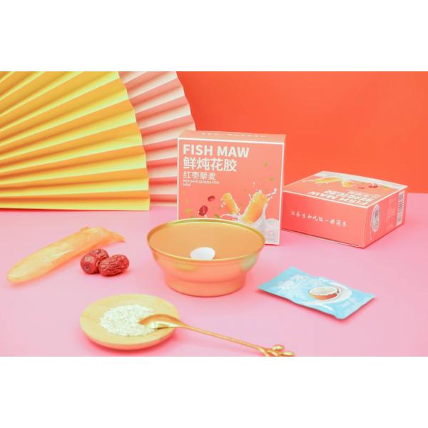 Portable Instant Porridge Canned Fish Maw Soup With Red Date And Qunioa Gold Bowl