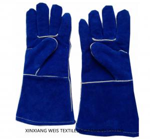 Quality Cow Split Cuff Flame Resistant Accessories / Heavy Duty Welding Leather Work Gloves Cotton Lining for sale