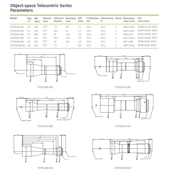 180mm Low Distortion Object Space Telecentric Lens Telecentricity <0.1°