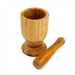 Quality Kitchen Bamboo Mortar And Pestle Multi Color Pepper Ginger Garlic Masher Bowl for sale