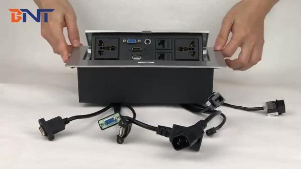 Office High-tier Table Mount Desktop Hidden Pop Up Socket Box with Extension