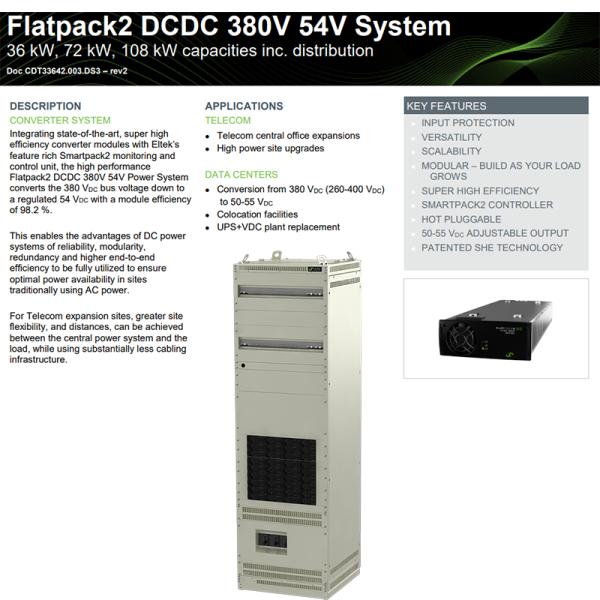 Flatpack2 DC/DC 380V/54V Telecom Hybrid System Eltek 36KW 72KW 108KW