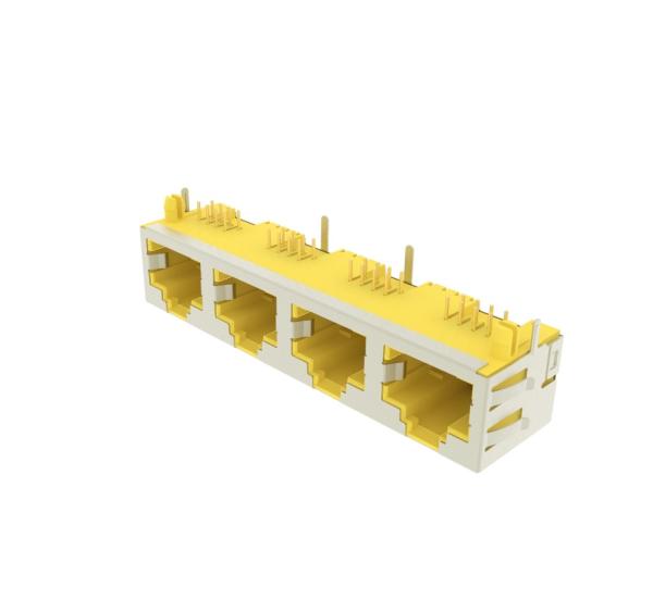 Buy 8P8C Shielded PCB Mount RJ45 Modular Connector 1 * 4 Port ISO9001 Certification at wholesale prices