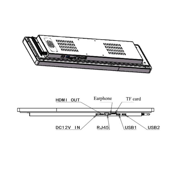 19" Stretched LCD Monitor PCAP Touch Panel Integrated Ultra Wide