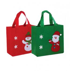 Quality 2021 new hot selling  Christmas Santa  felt tote bag reusable woman  shopping bag handle bag for Christmas gift for sale