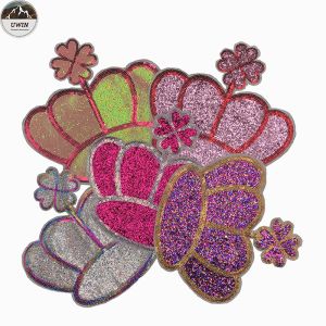 Eco Friendly Custom Made Embroidered Patches Non Woven / Glitter Material