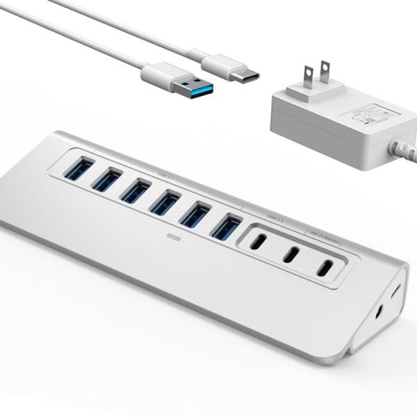 Buy Aluminum Alloy ABS Housing USB-C Hub Multiport Adapter with Ethernet Cable and Type Switch Function at wholesale prices