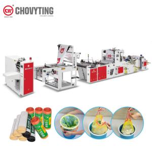 Quality Overlap Drawstring handle Garbage Bag Roll bag making Machine draw tape trash roll bag machinery for sale