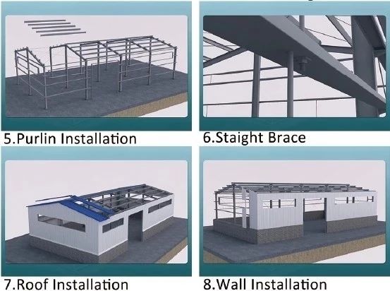 Light Weight Glass Wool Insulated Prefab Steel Structure Workshop