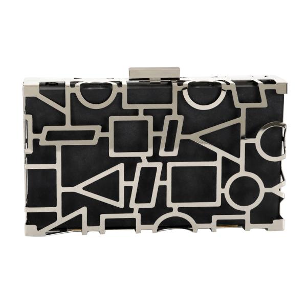 Cube Closure Square Clutch Frame Geometric Pattern Metal Clutch Frame