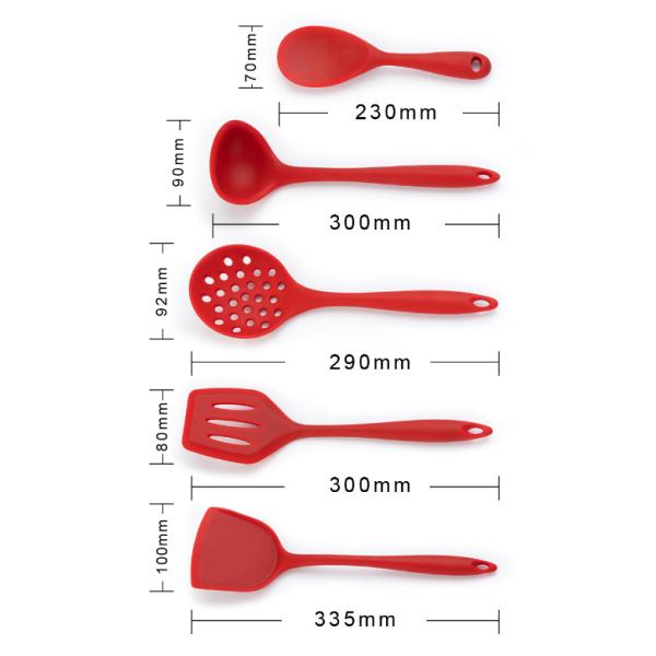 Creative Non Stick Frying Pan Spatula Soup Spoon Silicone Kitchen Utensil Set