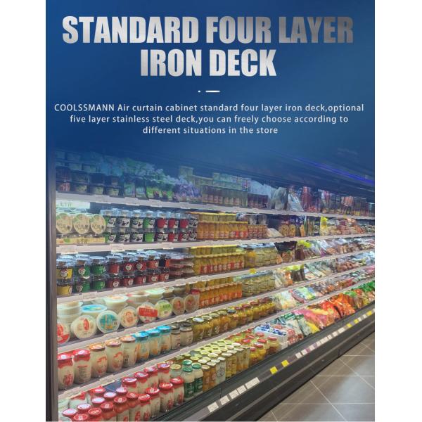 Drink Display Multideck Open Chiller With Night Curtain Showcase Refrigerator