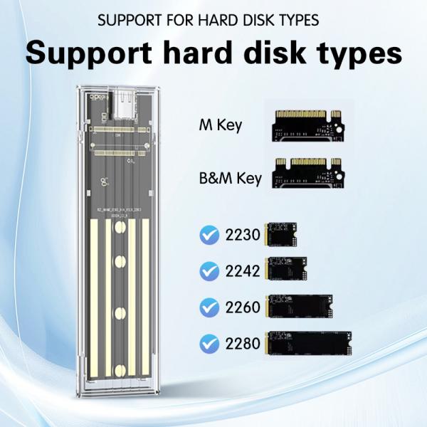 Tool Free Solid State Drive Enclosure 5g/10gb Dual Protocol Nvme/Ngff