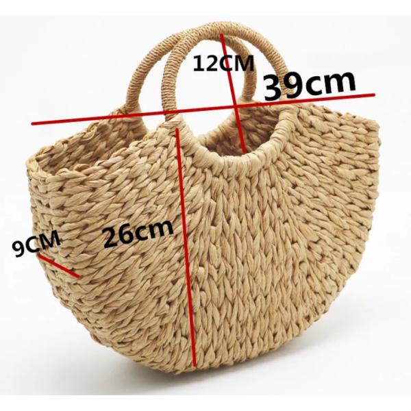 Practical Beach Round Straw Handbag Woven Portable For Women