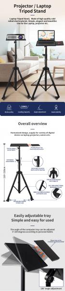 Easy carry foldable universal laptop projector tripod stand with brake wheels