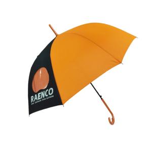 China Pongee Fabric Metal Frame Ladies Rain Umbrella Automatic Orange Color on sale