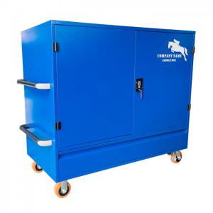 Quality Lockable Large Metal Blue Horse Equipment Saddle Tack Box With 2 Saddle Holders for sale
