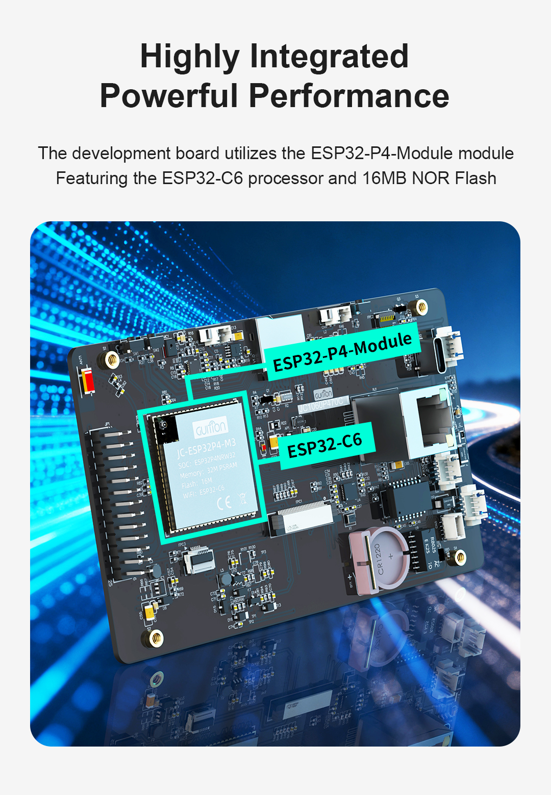 JC1060P470C_I_W_Y 7-inch IPS Full-Flat Panel ESP32-P4 Development Board with Integrated Camera and Housing