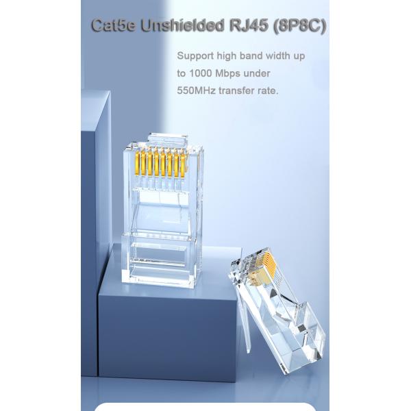 Unshielded Cat5e Rj45 Utp Connector 15u 30u 50u 8p8c Modular Plug