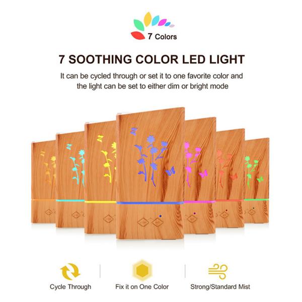 200ml Laser Carving Wood Grain Aromatherapy Diffuser