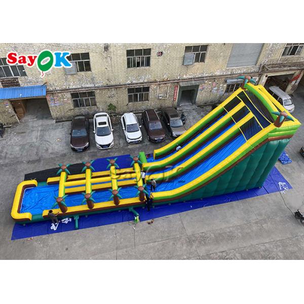 Large Multi Channel PVC Inflatable Bouncer Slide With Pool