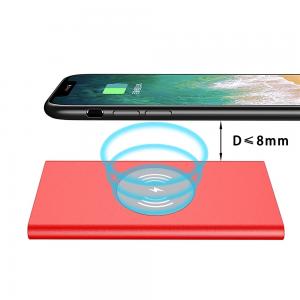 China Aluminum 5000mAh Polymer Battery QI Wireless Charging Power Bank Gold/Red/grey on sale