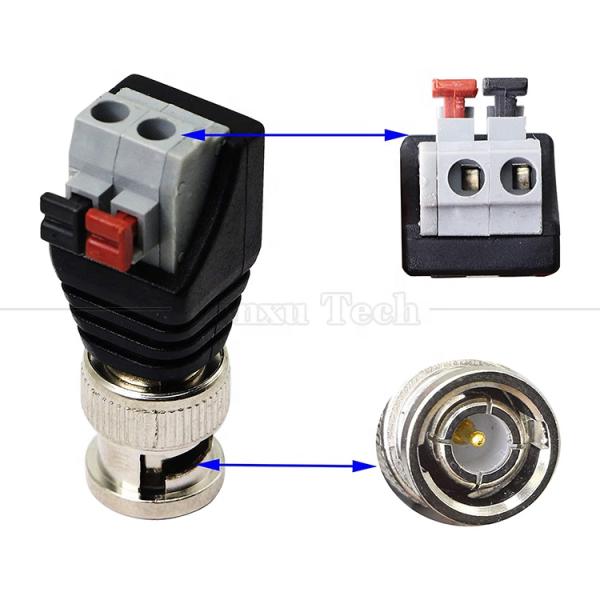 Solderless Screw Terminal 2 Pin Press Button BNC Male Female Connector Power Adapter for CCTV Camera