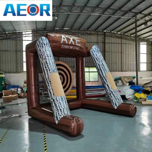 Inflatable Axe Throwing Games Inflatable Target Dart Board with 1 Air Blower and 4 Axes for Sport Events