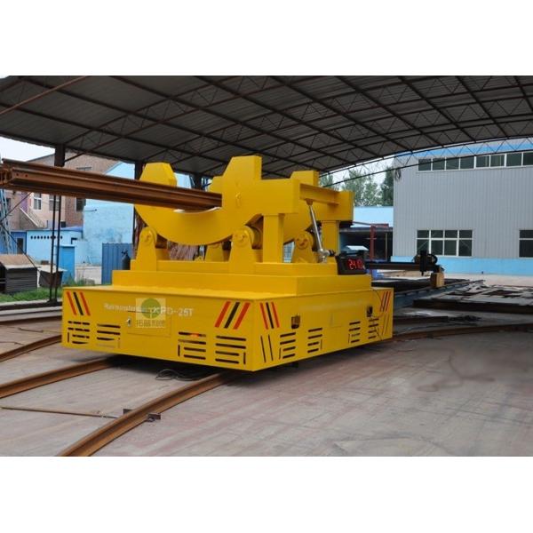 High temperature conductor rail power billet transfer cars on arc-shaped rails