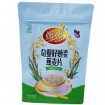 China Custom Security Packaging Flat Bottom Pouch With Window Oatmeal Powder for sale