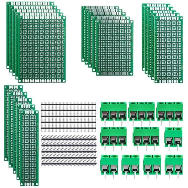 Buy Dual Side Prototype PCB Board Kit 5.0mm Screw Terminal blocks 2.54mm Pin header Strip 40pcs at wholesale prices