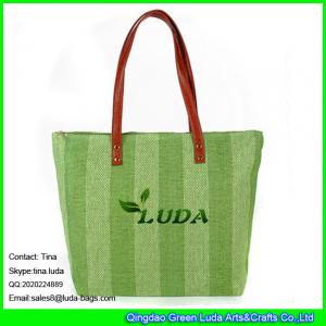 Quality LUDA leather handles paper straw tote bag shopping fashion handbags for sale