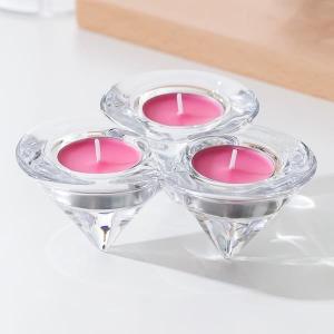 Quality Triple Glass Tealight Candle Holders Triangular Cone Shaped Trio Candle Holder for sale