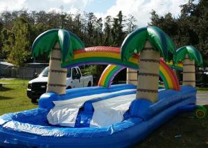 Quality Tropical 34ft Long Inflatable Water Slides Rentals With Large Pool for sale