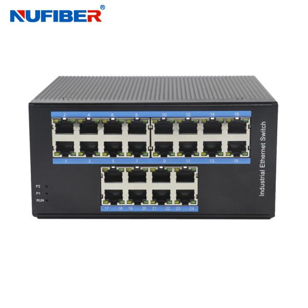 Unmanaged Gigabit Industrial Ethernet Switch 24 10/100/1000Mbps UTP Port Converter Din Rail Mount