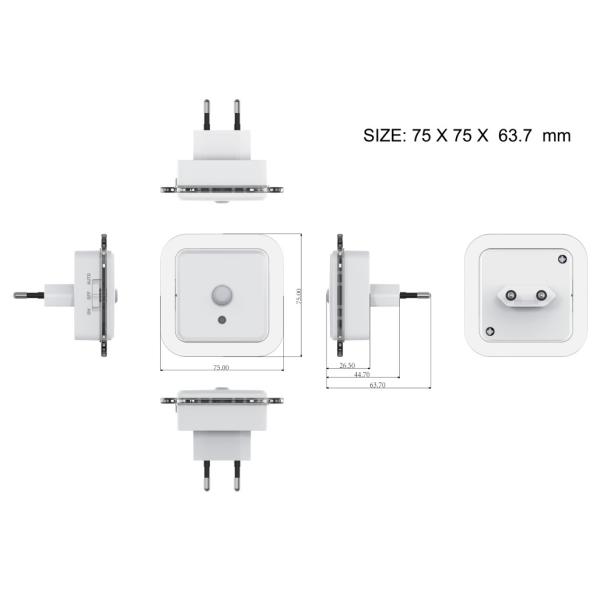 4100K 20lm Plug In Motion Activated Light / Wall Outlet Motion Sensor Light