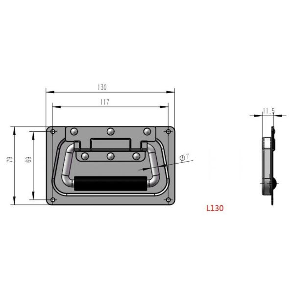 Antioxidant Flight Case Handles Recessed Folding Handle 130*79mm*11.5mm