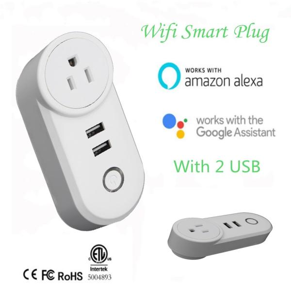 Buy Wifi Smart Plug, With 2 USB Charger(5V, 2.1A), Work with Amazon Alexa & Google Home, Remote Control by Smart Phone with at wholesale prices