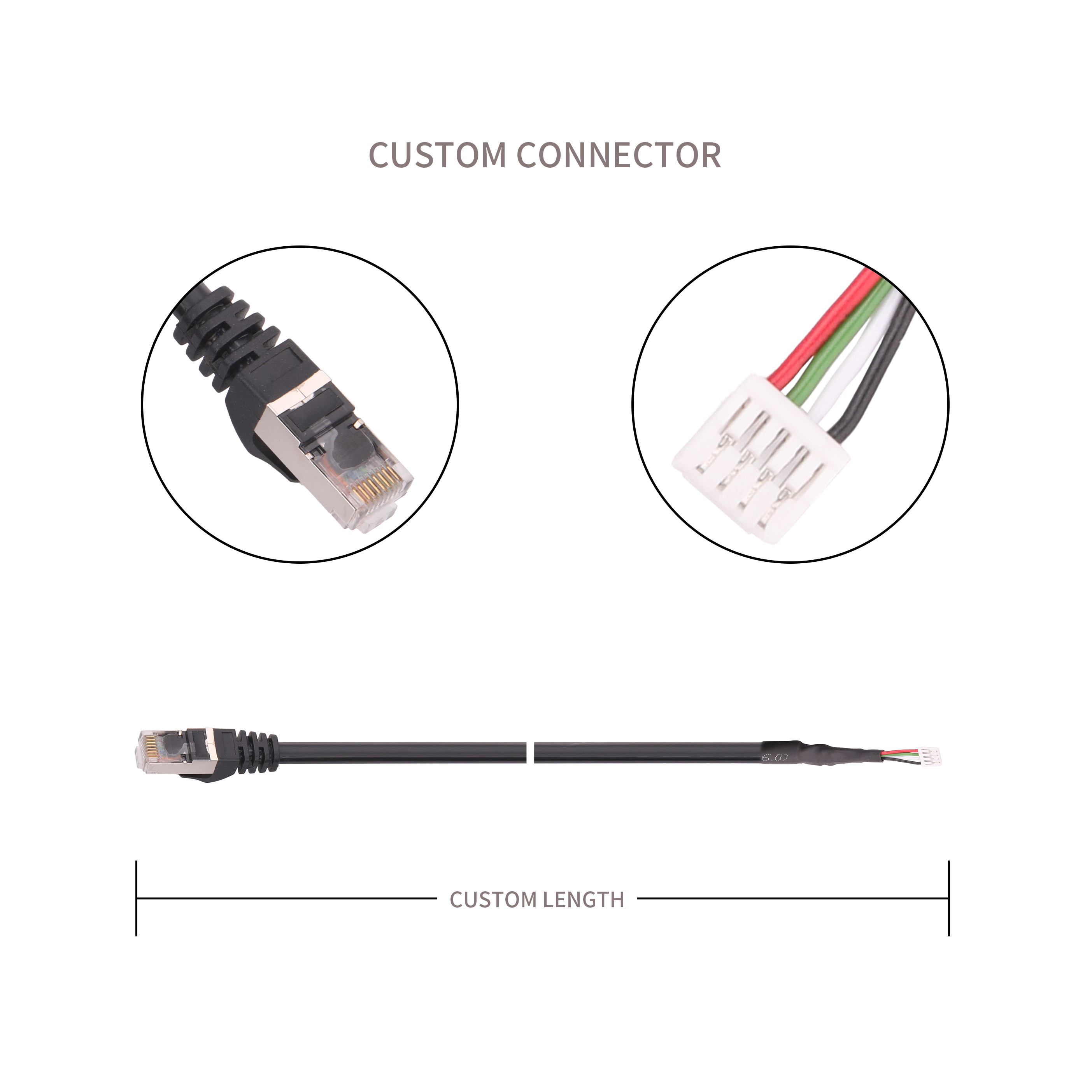 Solder Lead Free custom cable harness Assembly UTP CAT6 4P*23AWG Jacket