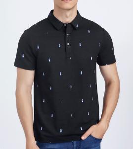 Quality Black Bamboo Cotton Tee Shirts , Custom Printing Golf Polo T Shirts With Pattern for sale