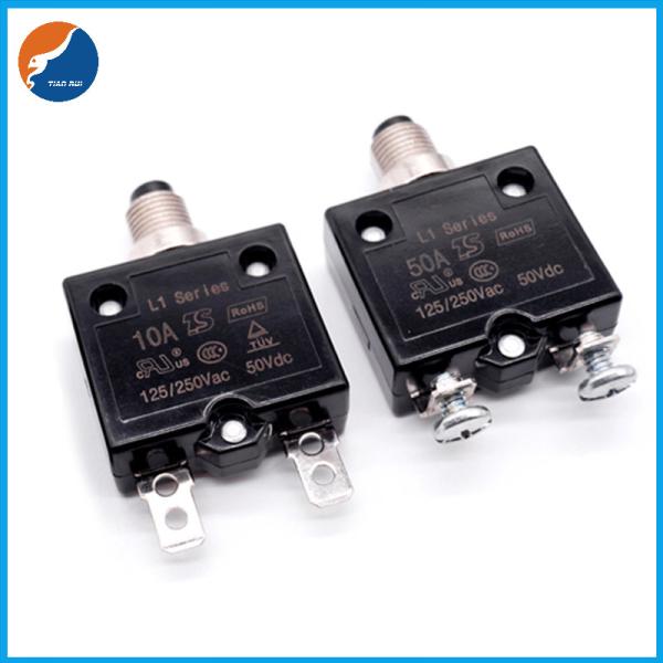 Buy L1 Series Electronic Current Limiter Push Manual Reset Overload Protector Single Pole 50V DC Circuit Breaker at wholesale prices